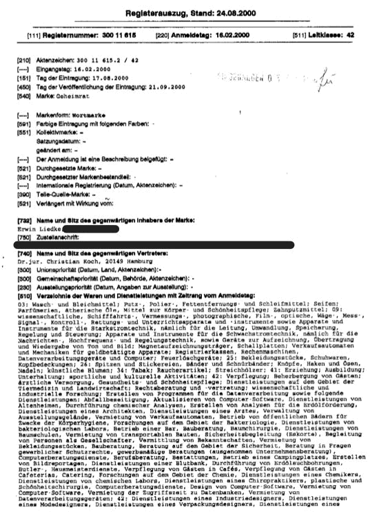 Atestación de marca con clases de marcas