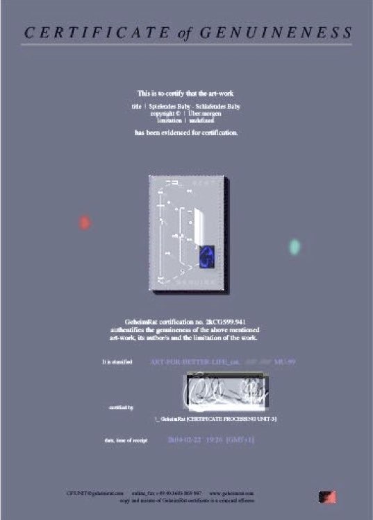 Certificado de autenticidad para Bebé que juega - Bebé que duerme